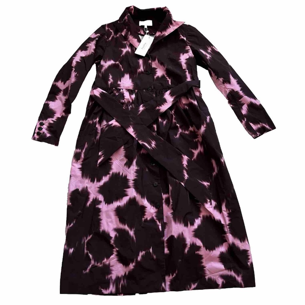 PSOPHIA NWT Printed Taffeta Long Dress - Chestnut Size XS Chic Sophisticated - Picture 3 of 9